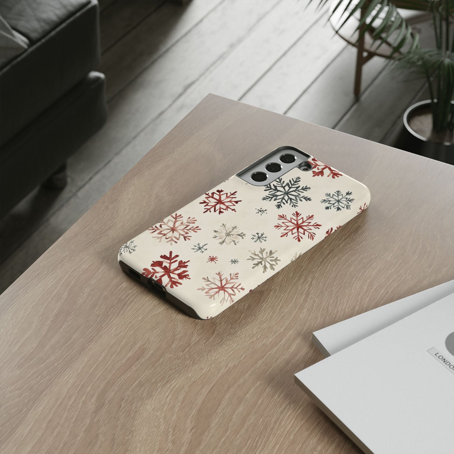 Vintage Red and Gray Snowflake Pattern – Samsung Galaxy Series Case