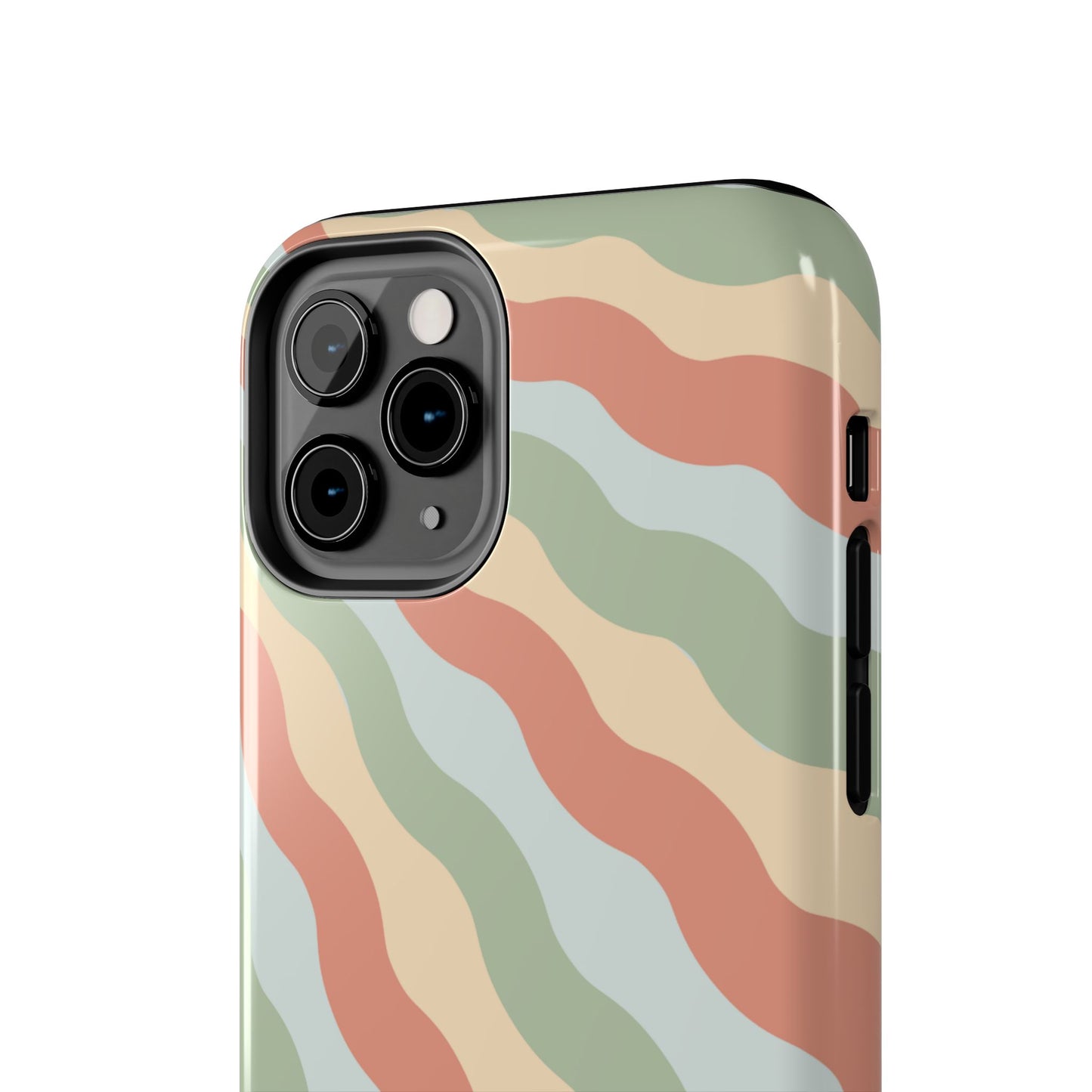 Earthy Retro Waves iPhone Case – 70s-Inspired Wavy Stripes in Soft Green, Cream, and Rust