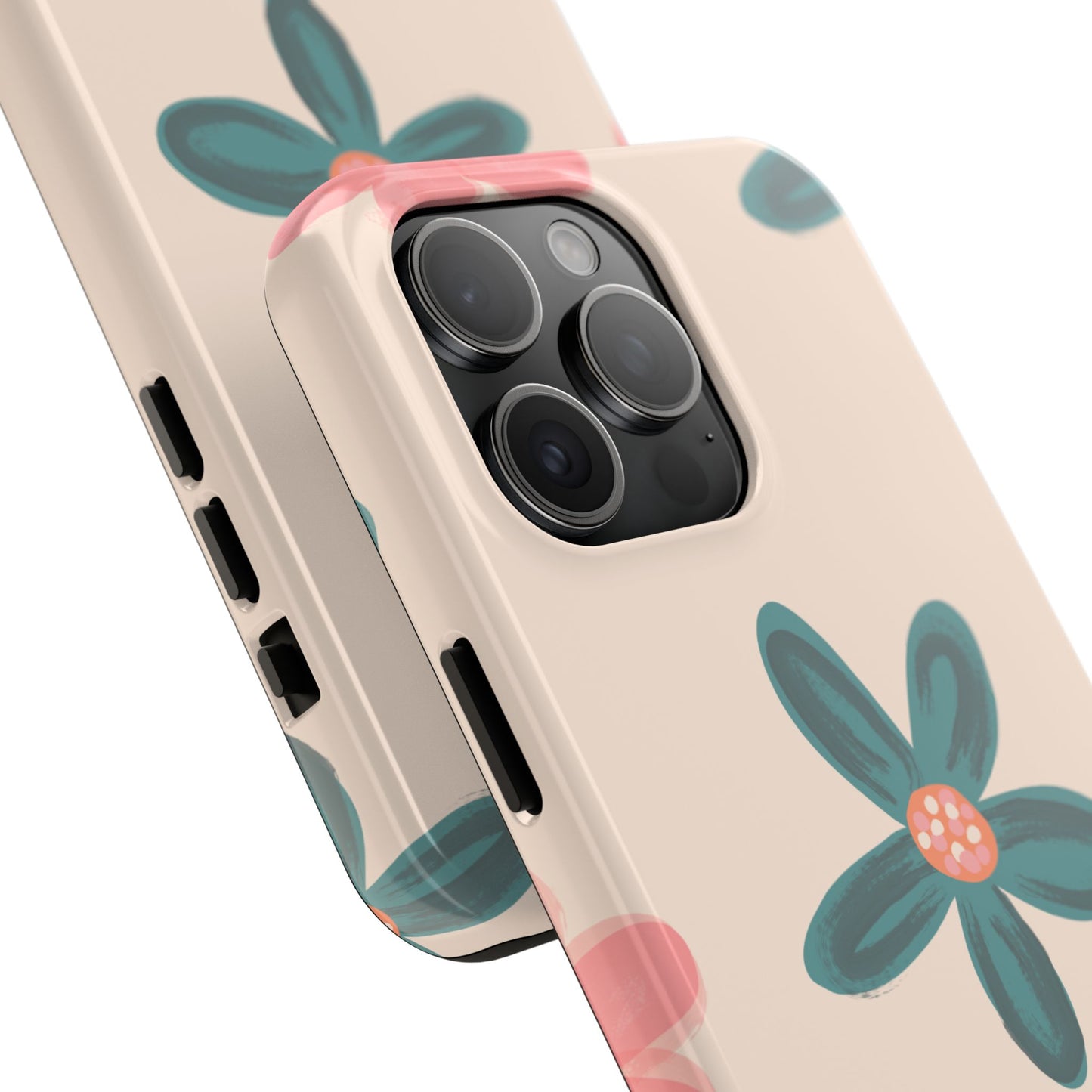 Vintage Floral Tough iPhone Case – Soft Matte Finish with Dual-Layer Protection