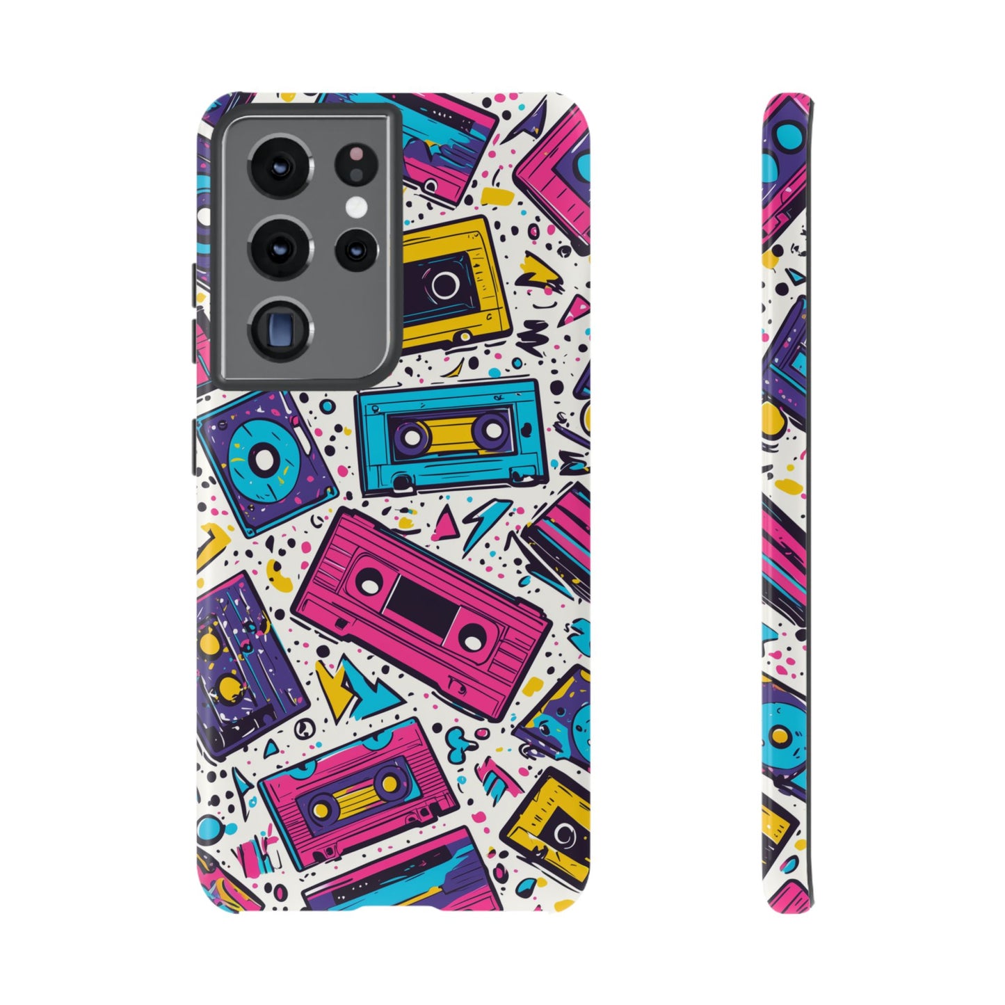 Retro Cassette Vibes Tough Samsung Galaxy  Case – Bold 80s Tape Design, Shockproof Protection