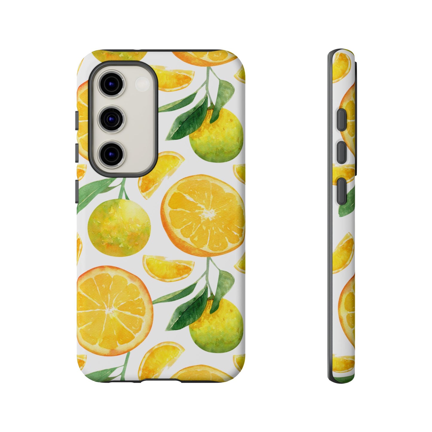 Sunny Citrus Grove Tough Samsung Galaxy Case – Watercolor Orange Design, Dual-Layer Protection