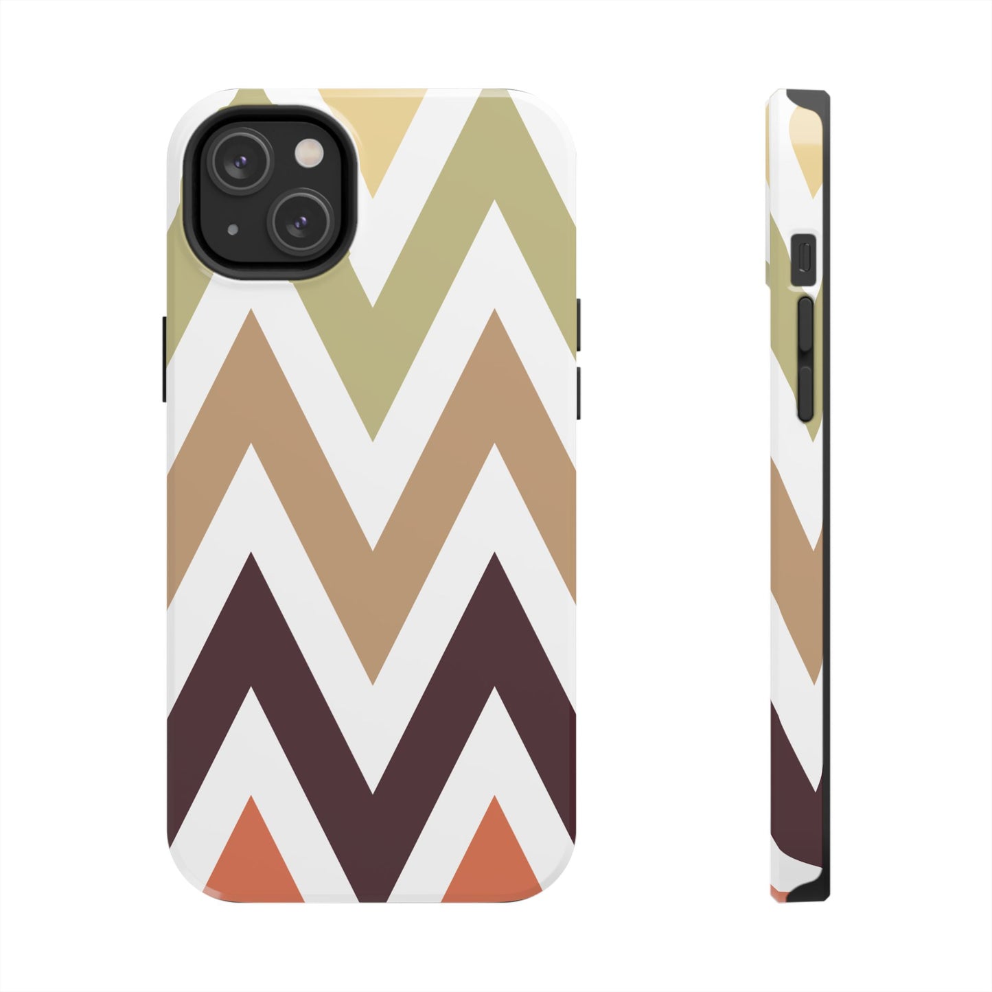 Earthy Chevron iPhone Case – Boho-Inspired Design with Dual-Layer Protection