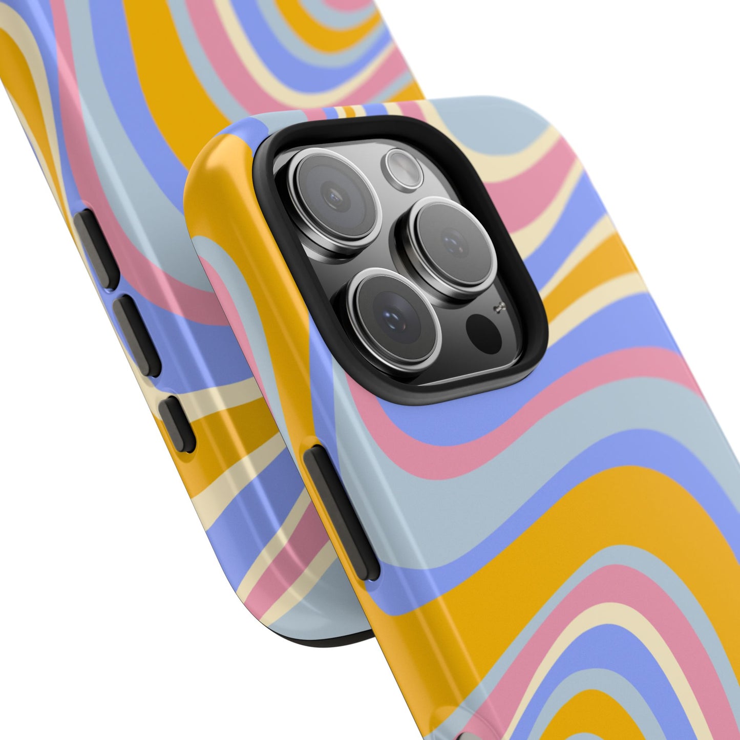 Groovy Pastel Waves iPhone Case – 70s-Inspired Design with Dual-Layer Protection