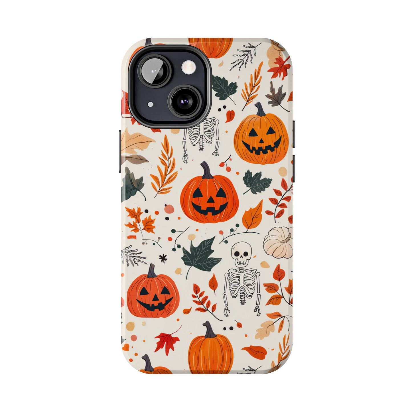 Halloween Pumpkin & Skeleton iPhone Case – Spooky Autumn Design