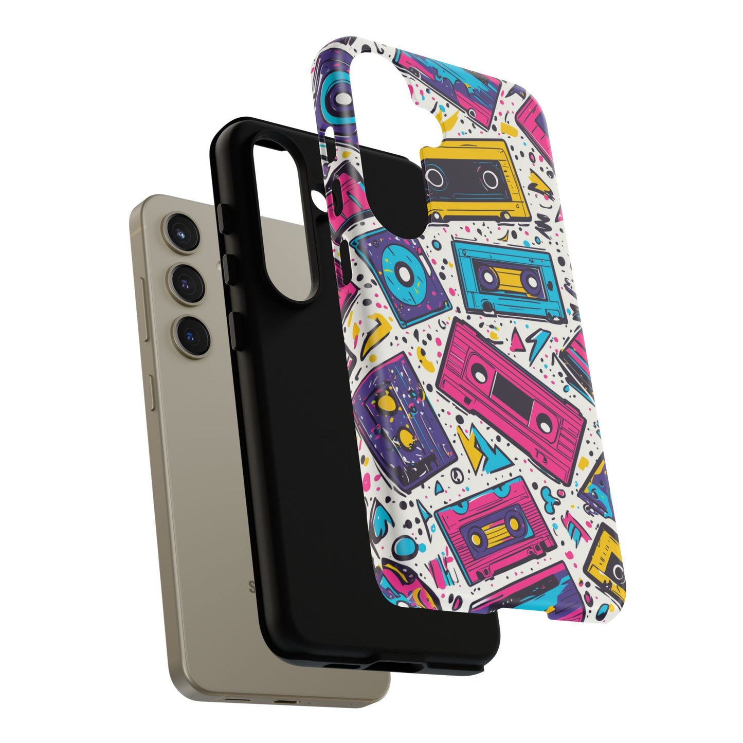 Retro Cassette Vibes Tough Samsung Galaxy  Case – Bold 80s Tape Design, Shockproof Protection