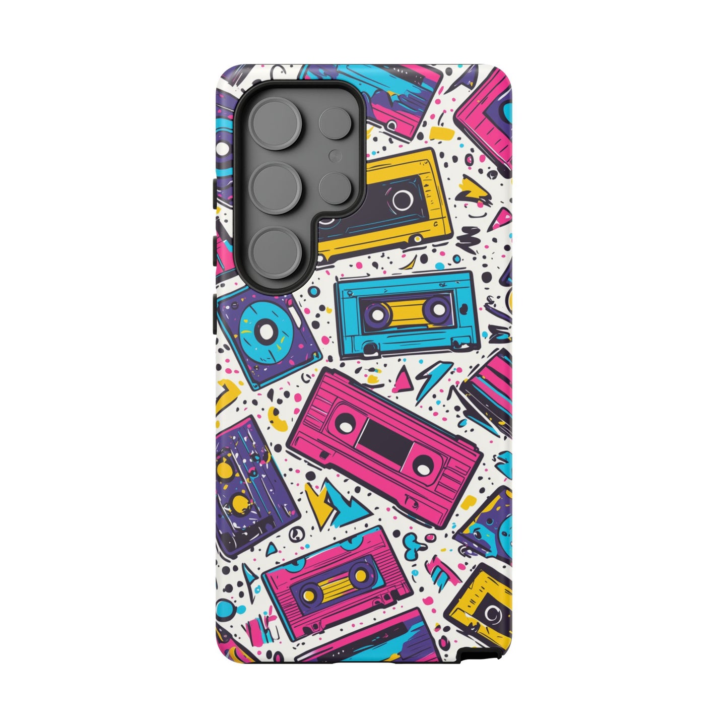 Retro Cassette Vibes Tough Samsung Galaxy  Case – Bold 80s Tape Design, Shockproof Protection