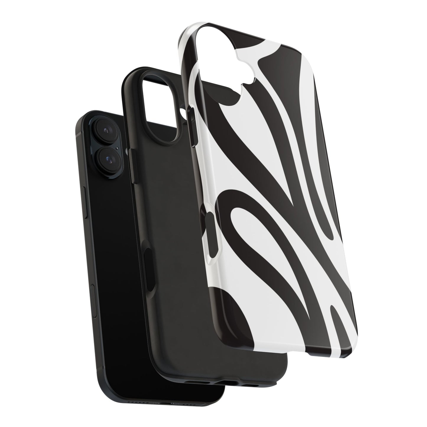 Modern Black and White Abstract Tough iPhone Case – Bold Graphic Pattern with Dual-Layer Protection
