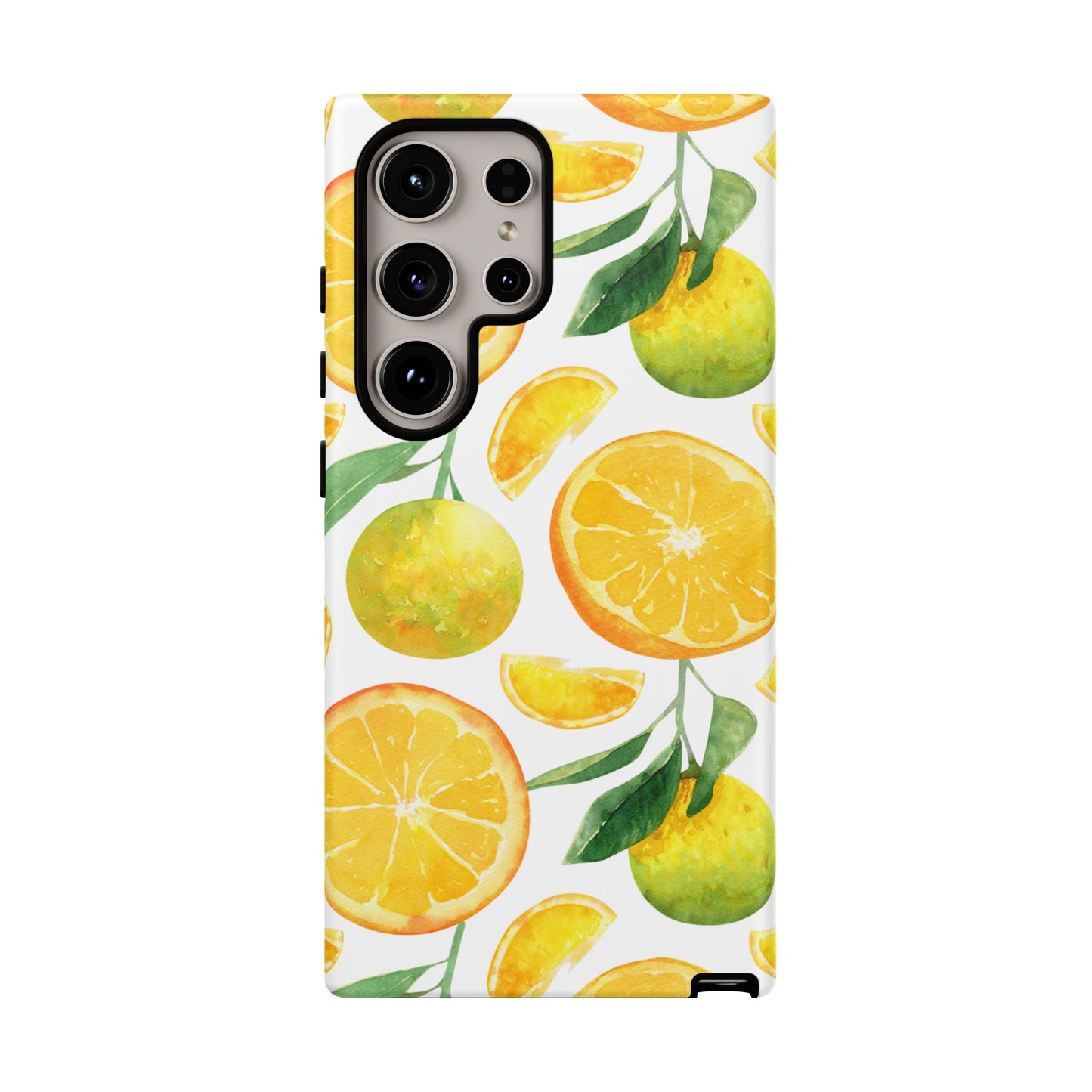 Sunny Citrus Grove Tough Samsung Galaxy Case – Watercolor Orange Design, Dual-Layer Protection