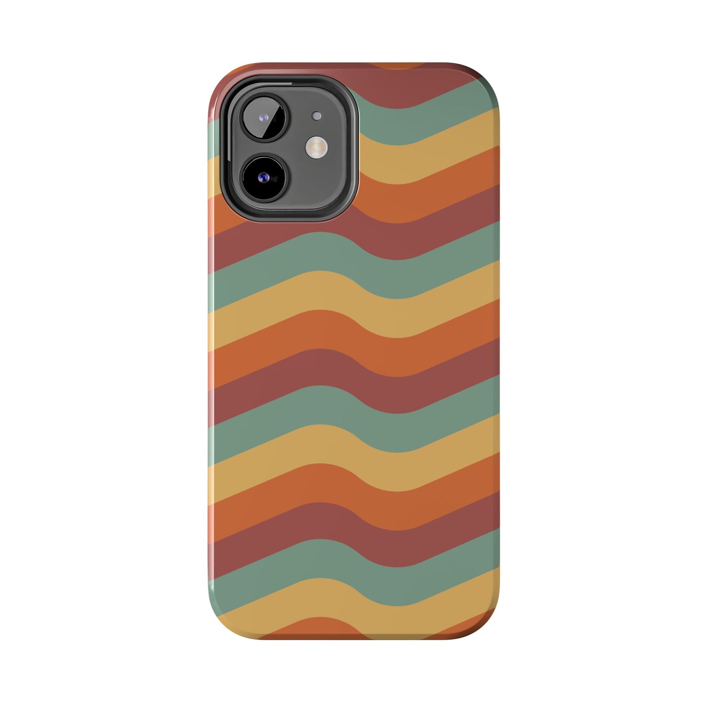 Retro Vibe Wavy Stripes iPhone Case – 70s-Inspired in Teal, Orange, and Rust