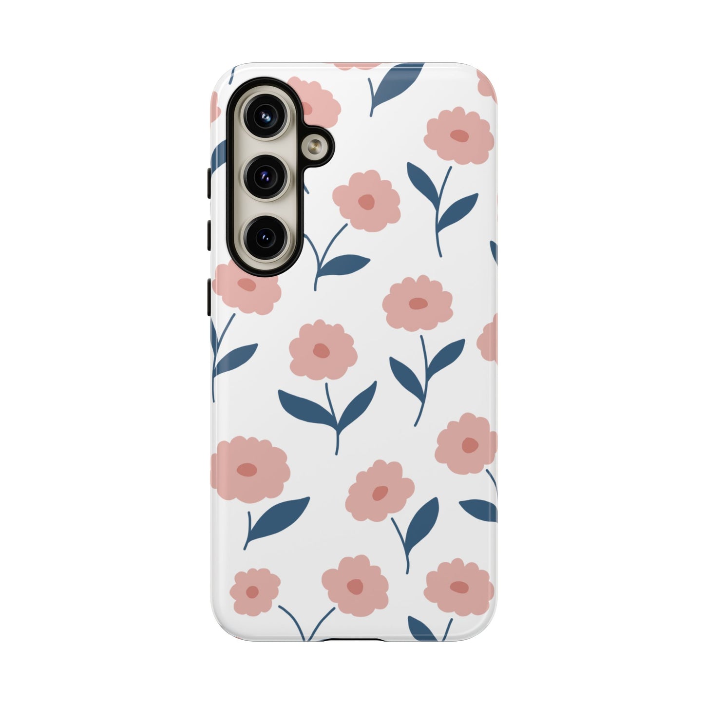 Playful Pink Floral Tough Samsung Galaxy Case – Soft Pastel Design, Slim & Shockproof