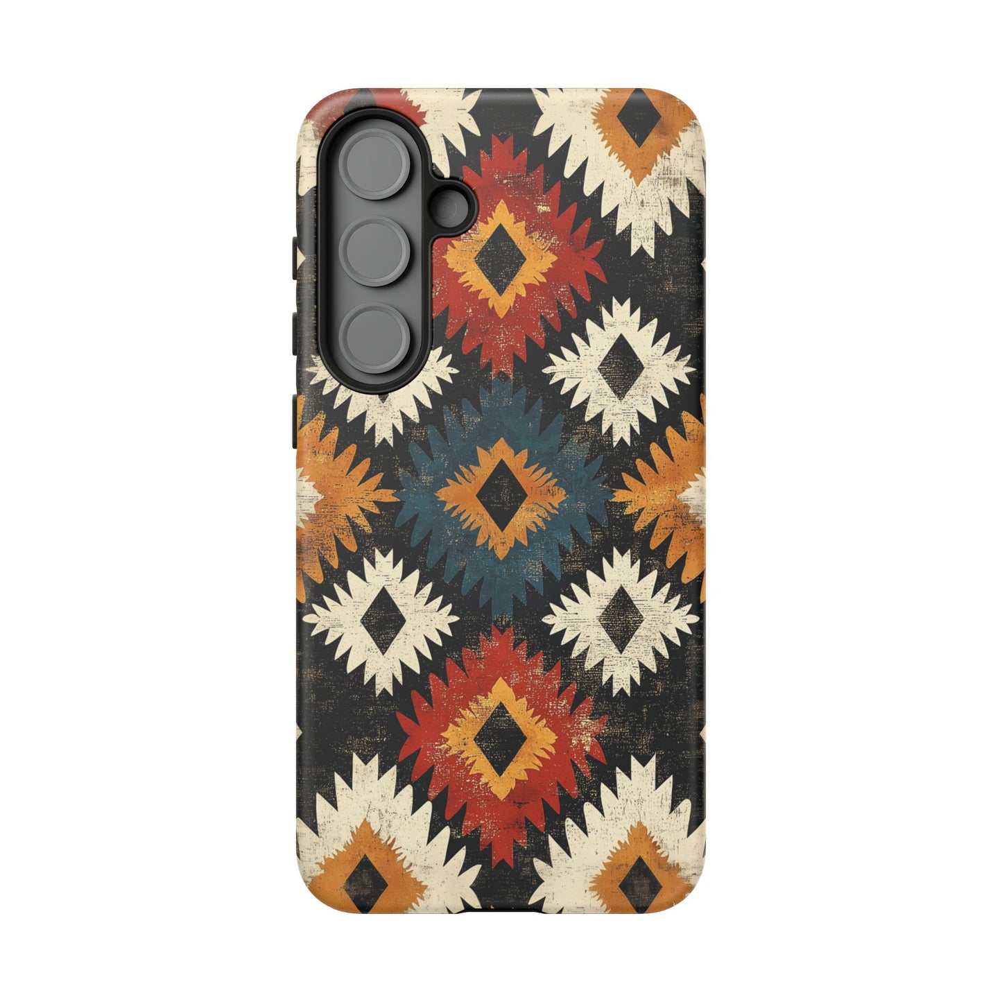Rustic Tribal Sunburst Tough Samsung Galaxy  Case – Vibrant Geometric Design, Dual-Layer Protection
