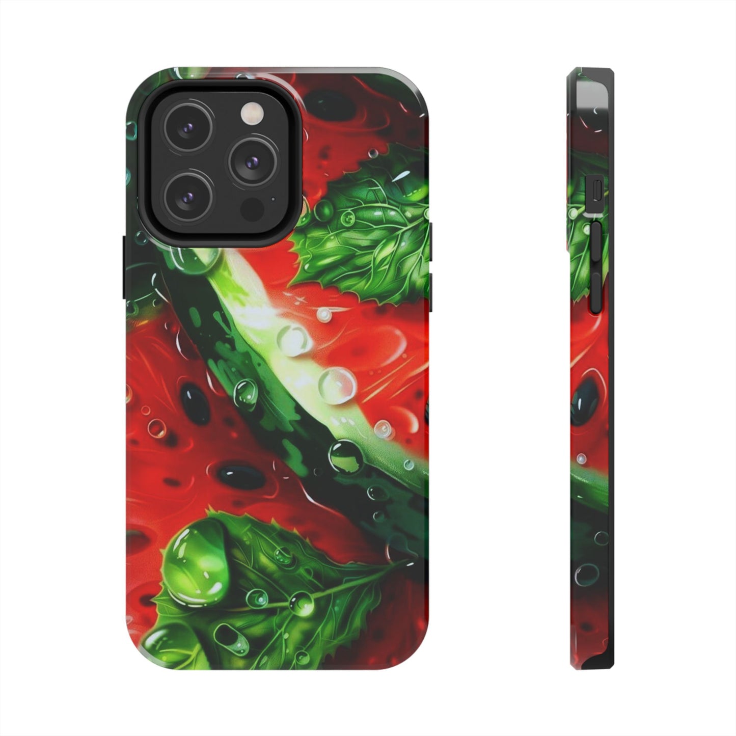 Juicy Watermelon & Mint iPhone Case – Tough Dual - Layer, Vibrant Summer Design - BOGO Cases