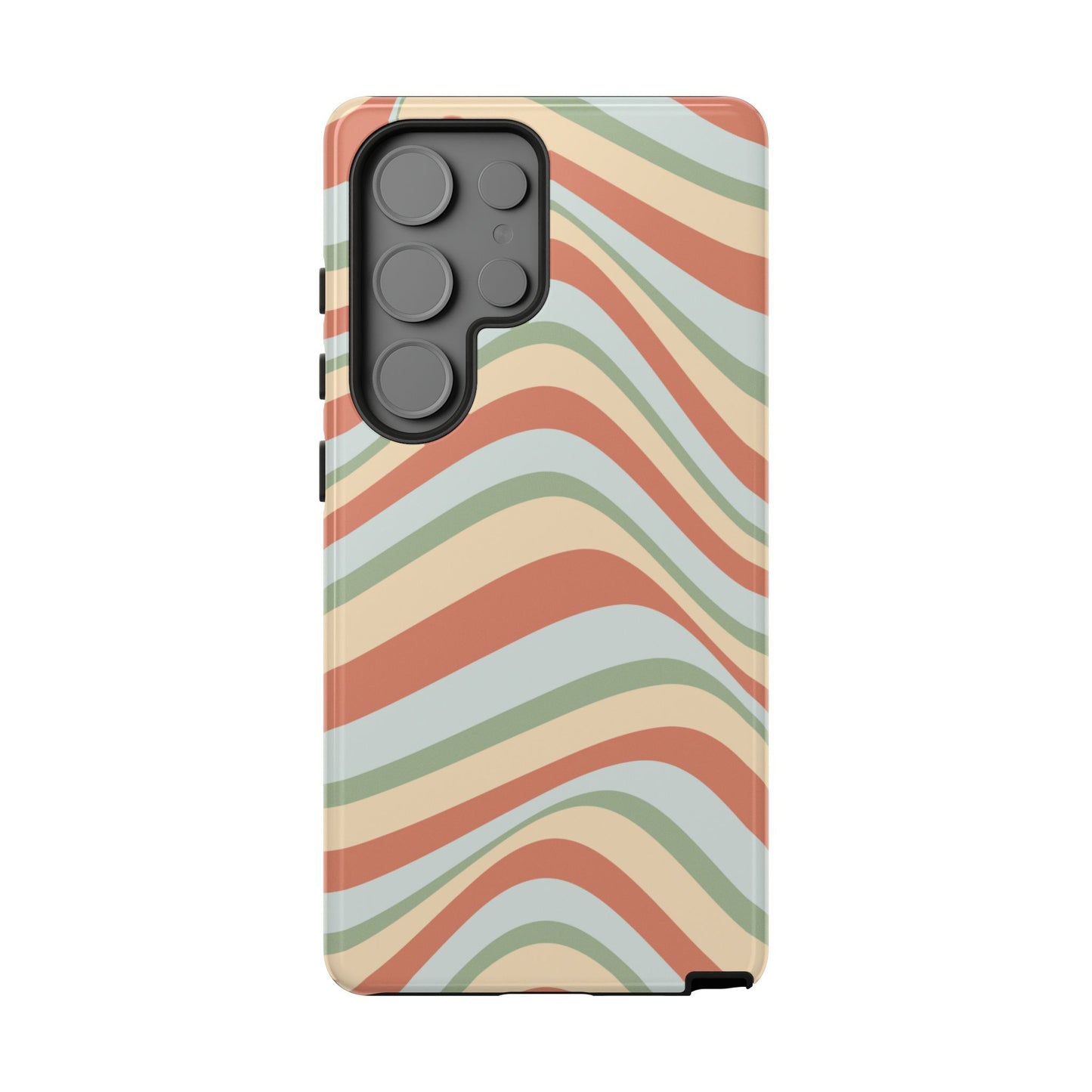 Vintage Earthy Waves Samsung Galaxy Case – Retro 70s-Inspired in Warm Green, Cream, and Rust