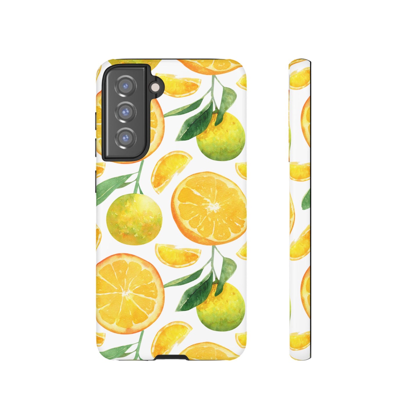 Sunny Citrus Grove Tough Samsung Galaxy Case – Watercolor Orange Design, Dual-Layer Protection