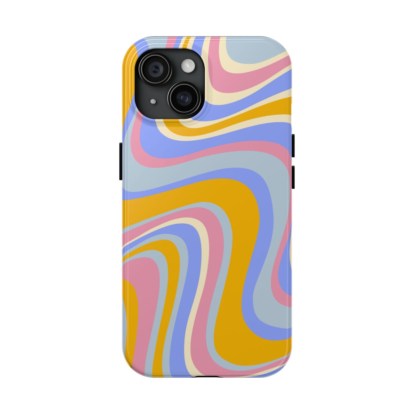 Groovy Pastel Waves iPhone Case – 70s-Inspired Design with Dual-Layer Protection