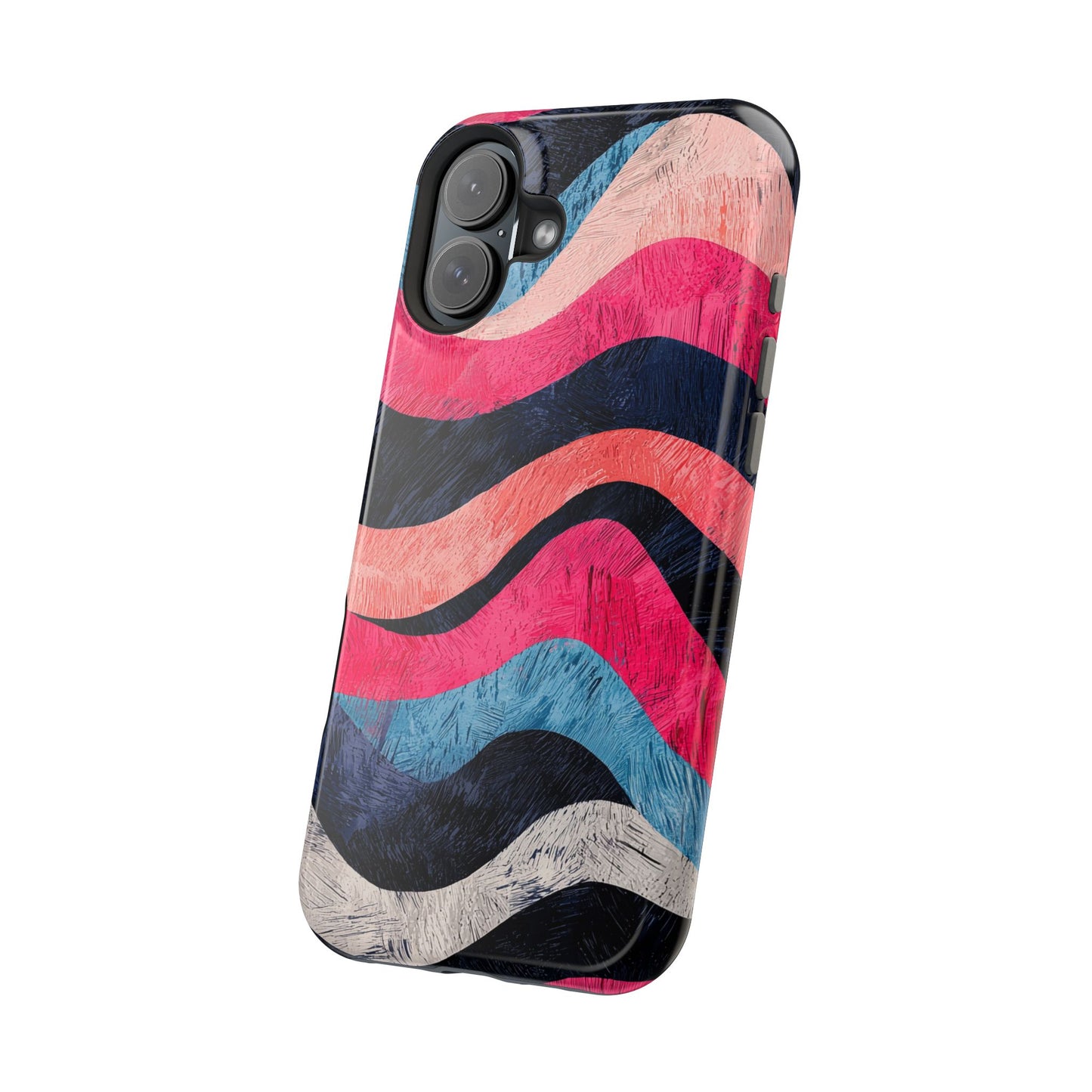 Abstract Wave Pattern MagSafe iPhone Case – Shockproof, Matte Finish, Dual-Layer Protection
