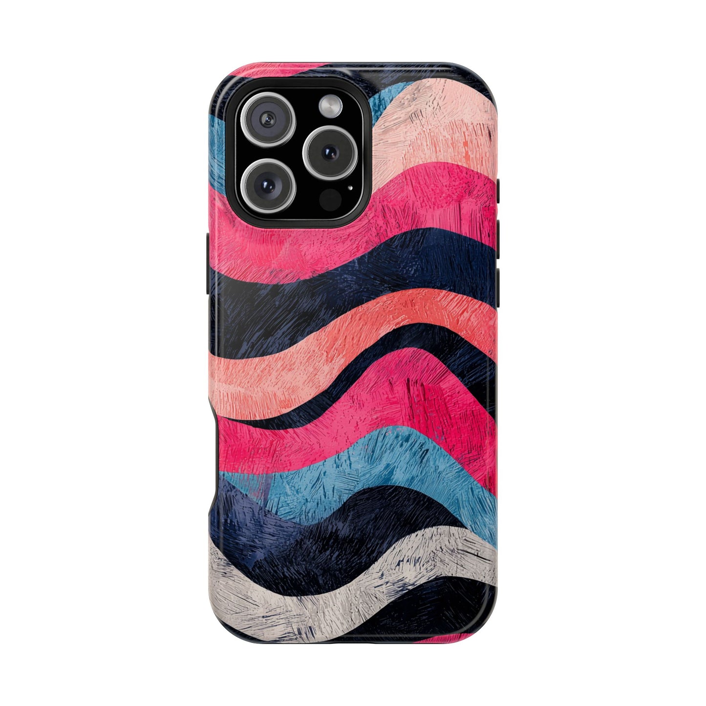 Abstract Wave Pattern MagSafe iPhone Case – Shockproof, Matte Finish, Dual-Layer Protection