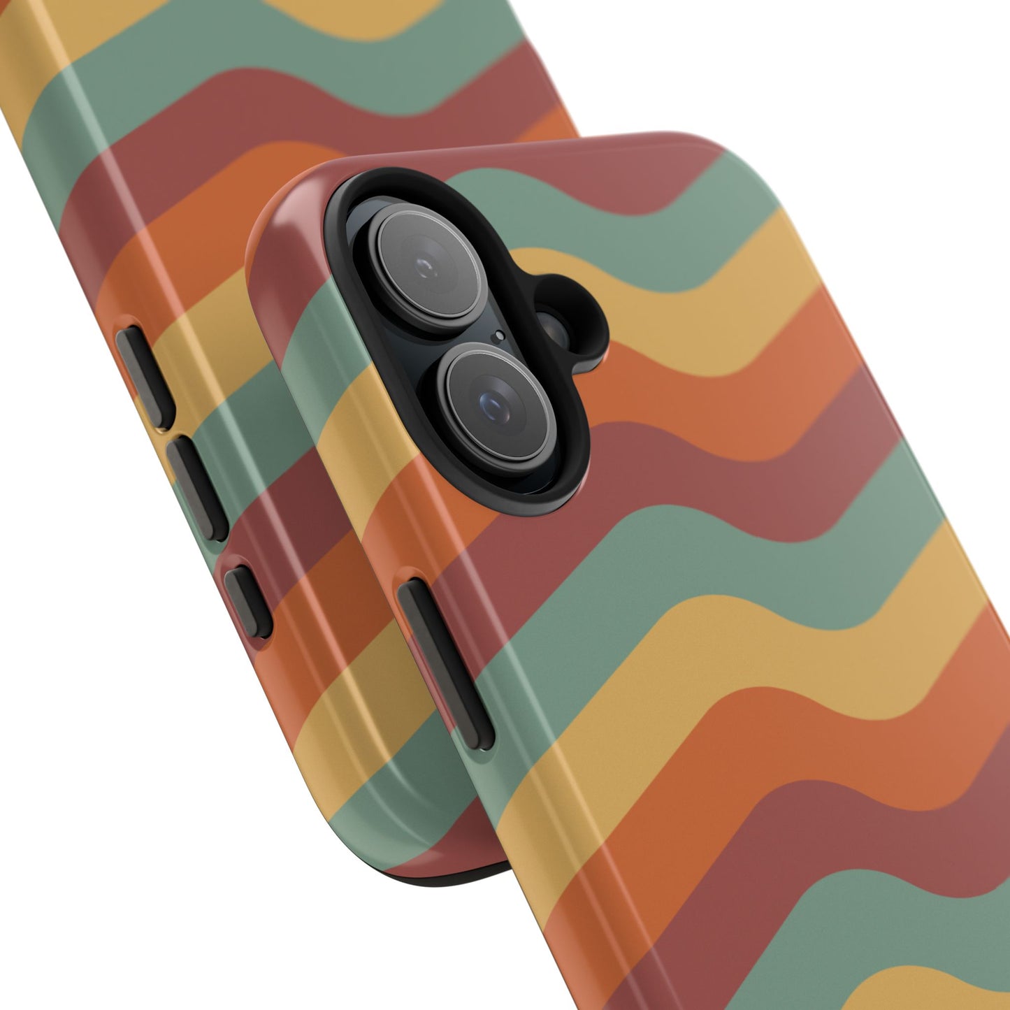 Retro Vibe Wavy Stripes iPhone Case – 70s-Inspired in Teal, Orange, and Rust