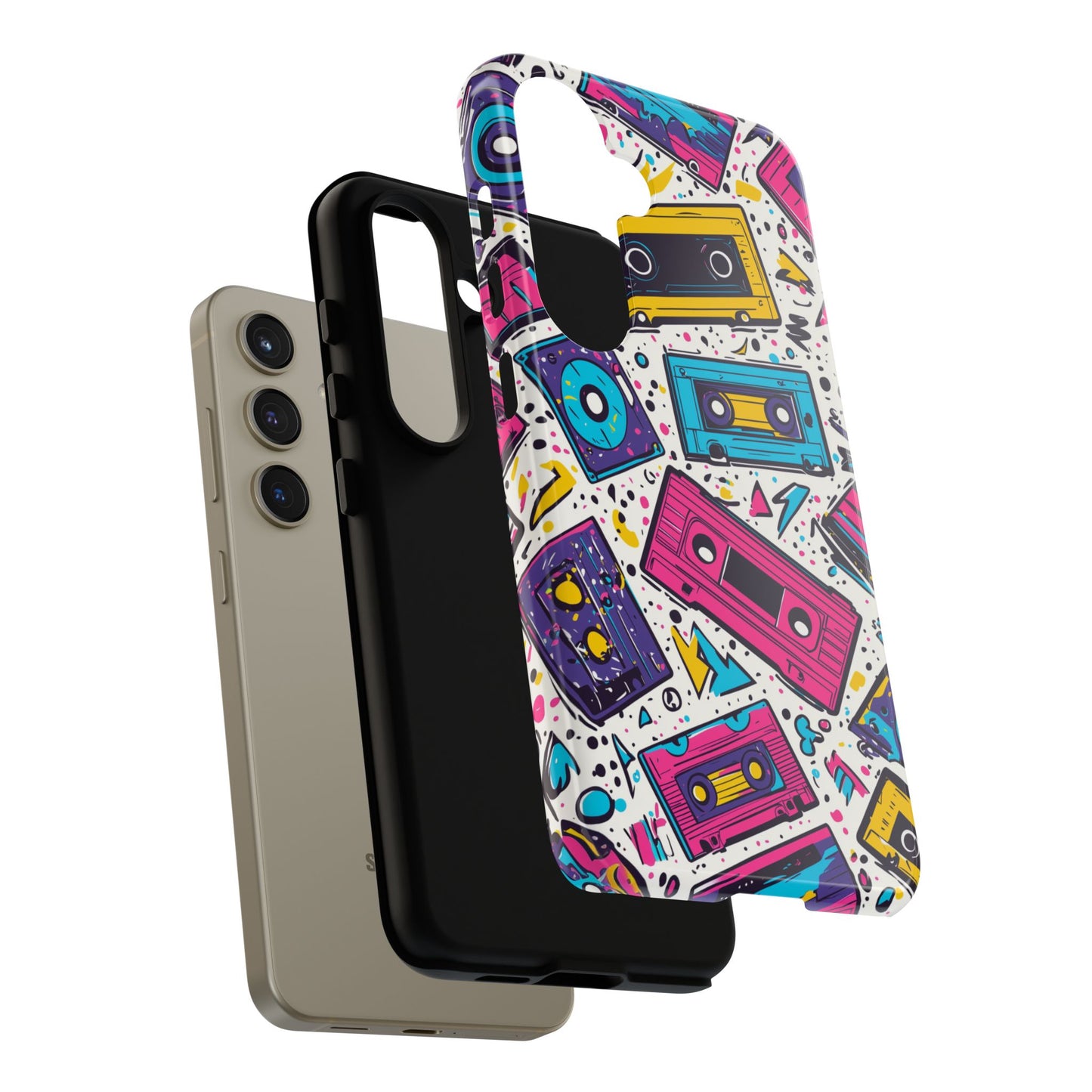 Retro Cassette Vibes Tough Samsung Galaxy  Case – Bold 80s Tape Design, Shockproof Protection