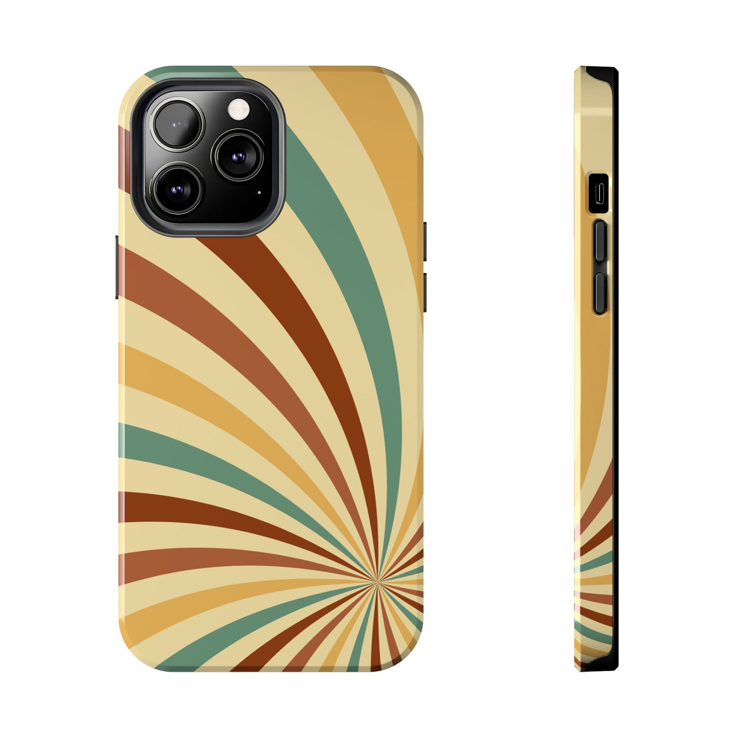 Earthy Retro Swirl iPhone Case – Dual-Layer Protection with 70s-Inspired Earth Tones