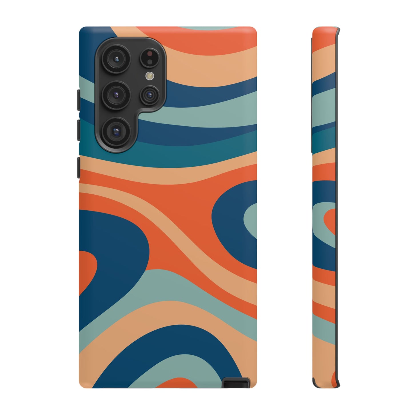 Retro Vibe Wavy Stripes Samsung Galaxy Case – 70s-Inspired in Teal, Orange, and Rust