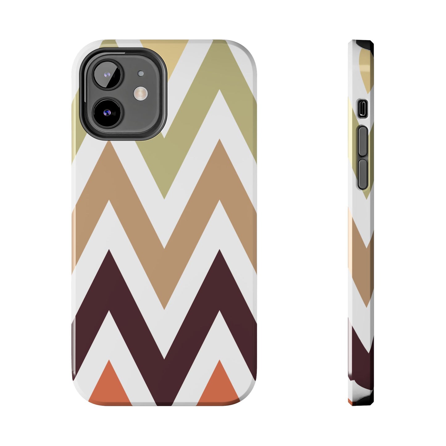 Earthy Chevron iPhone Case – Boho-Inspired Design with Dual-Layer Protection