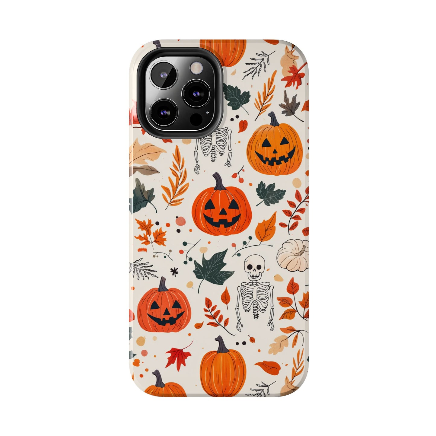 Halloween Pumpkin & Skeleton iPhone Case – Spooky Autumn Design