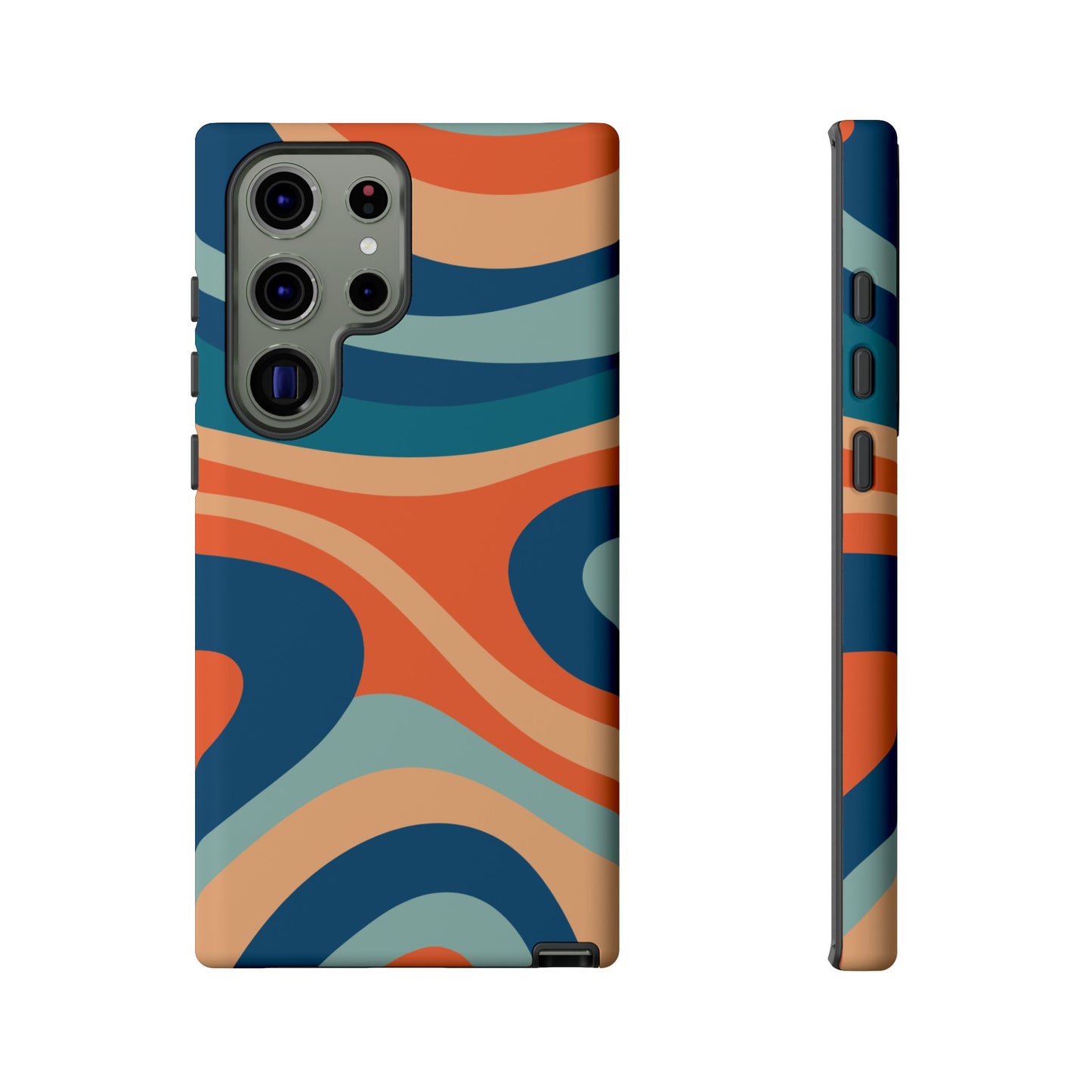 Retro Vibe Wavy Stripes Samsung Galaxy Case – 70s-Inspired in Teal, Orange, and Rust