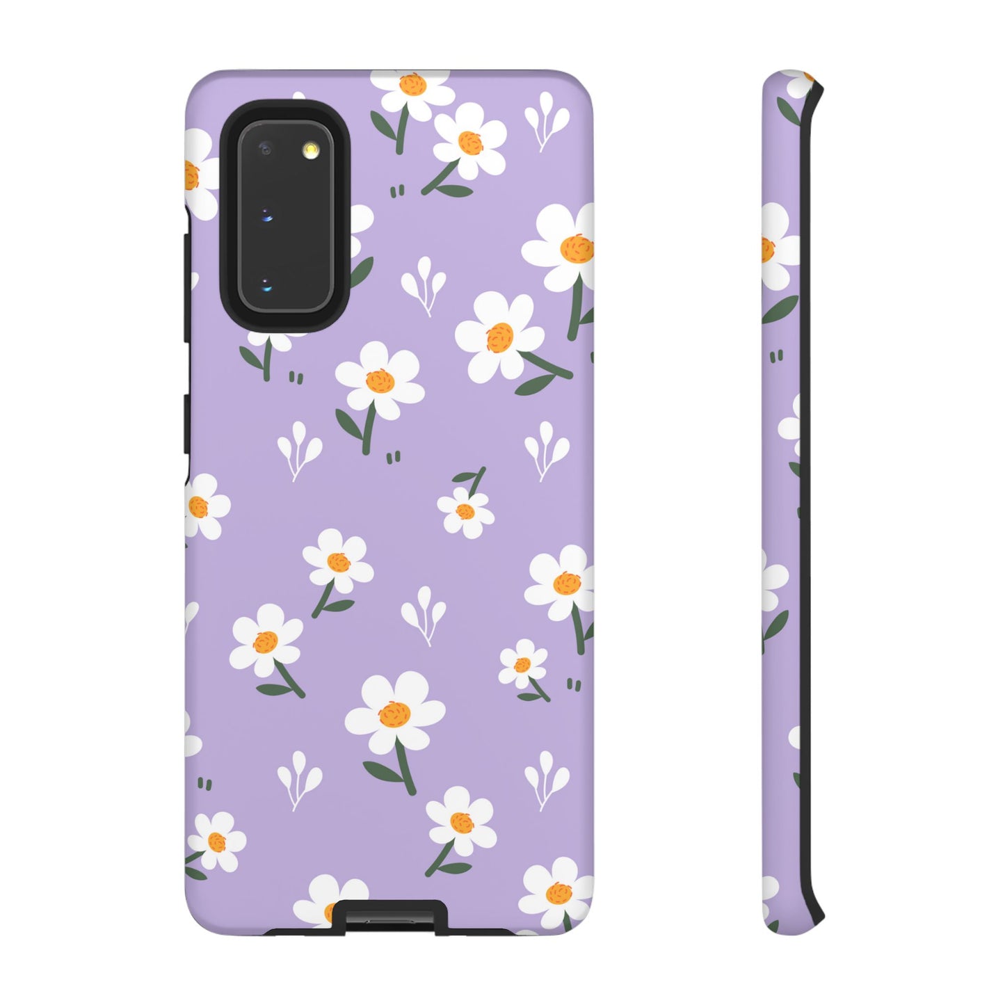 Purple Daisy Garden Samsung Galaxy Case – Soft Lavender Background, Shockproof Protection with Slim Fit