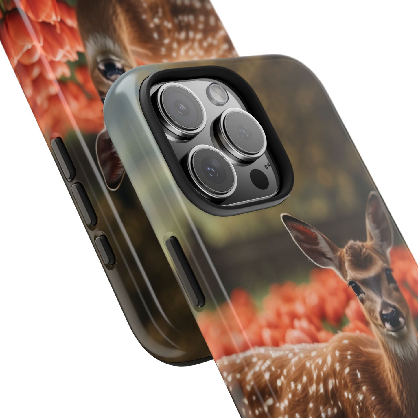 Fawn Among Tulips iPhone Case