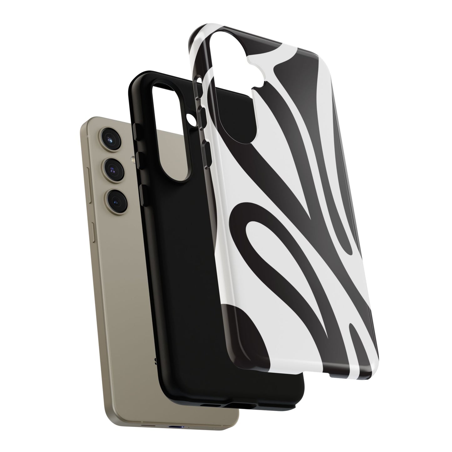 Modern Black and White Abstract Tough Samsung Galaxy Case – Bold Graphic Pattern with Dual-Layer Protection