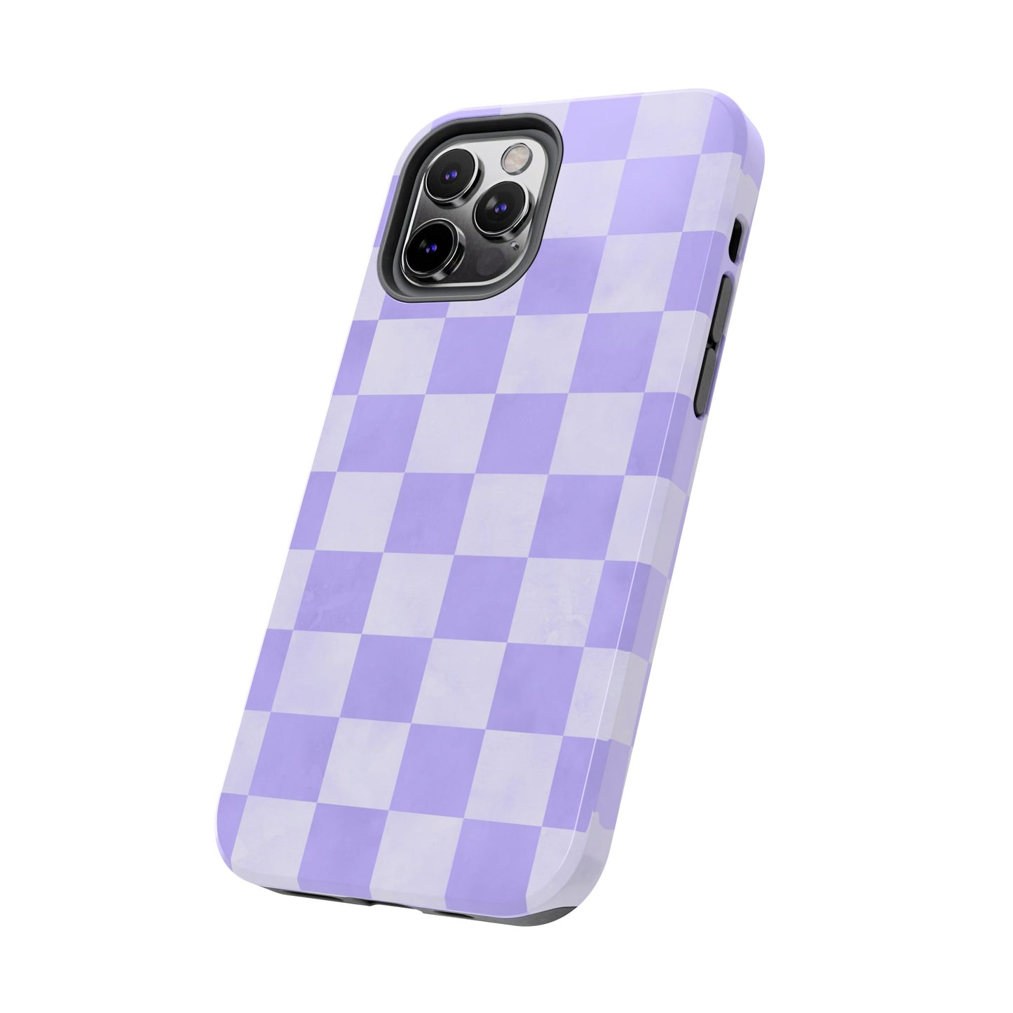 Lavender Checkerboard iPhone Case – Shockproof, Smooth Matte Finish, Dual-Layer Design