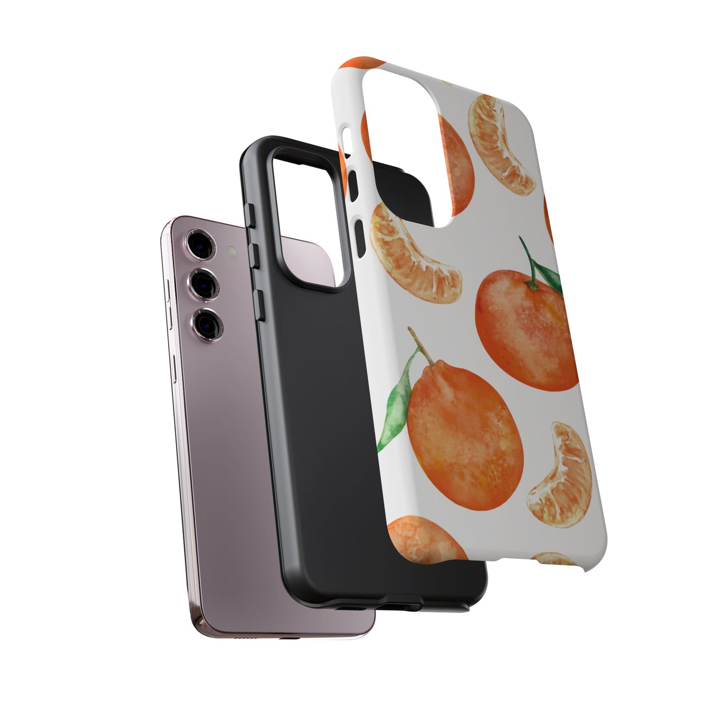 Tangerine Dreams Tough Samsung Galaxy Case – Watercolor Orange Design, Shockproof Dual Protection
