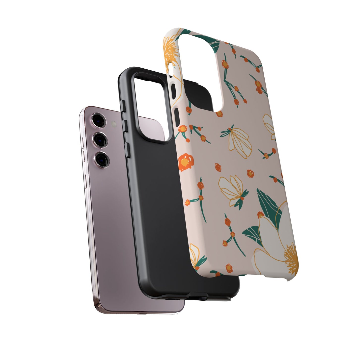 Elegant Magnolia Blossom Tough Samsung Galaxy Case – Soft Blush Background, Shock-Resistant Design