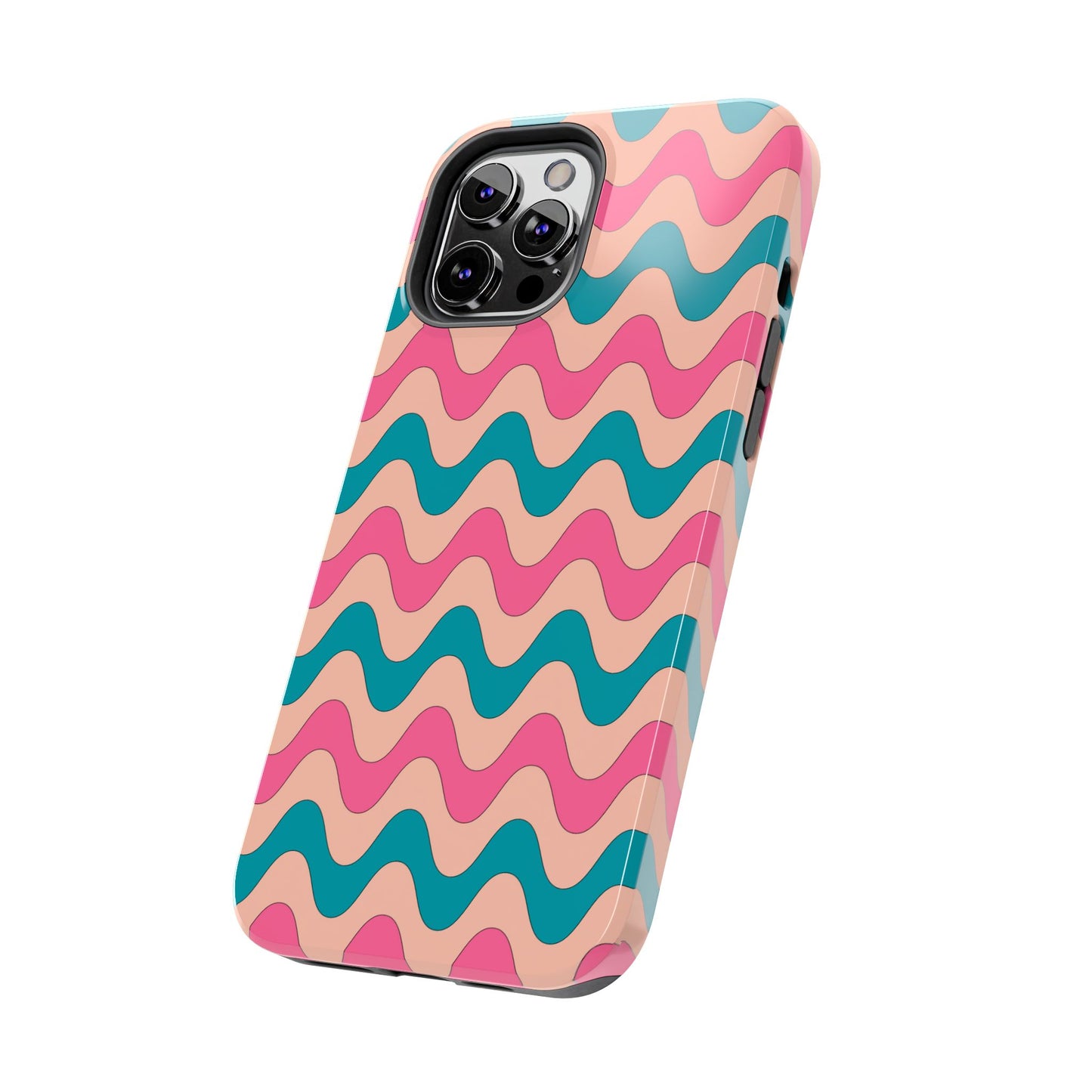 Retro Waves Pattern iPhone Case – Shockproof Design with Dual-Layer Protection