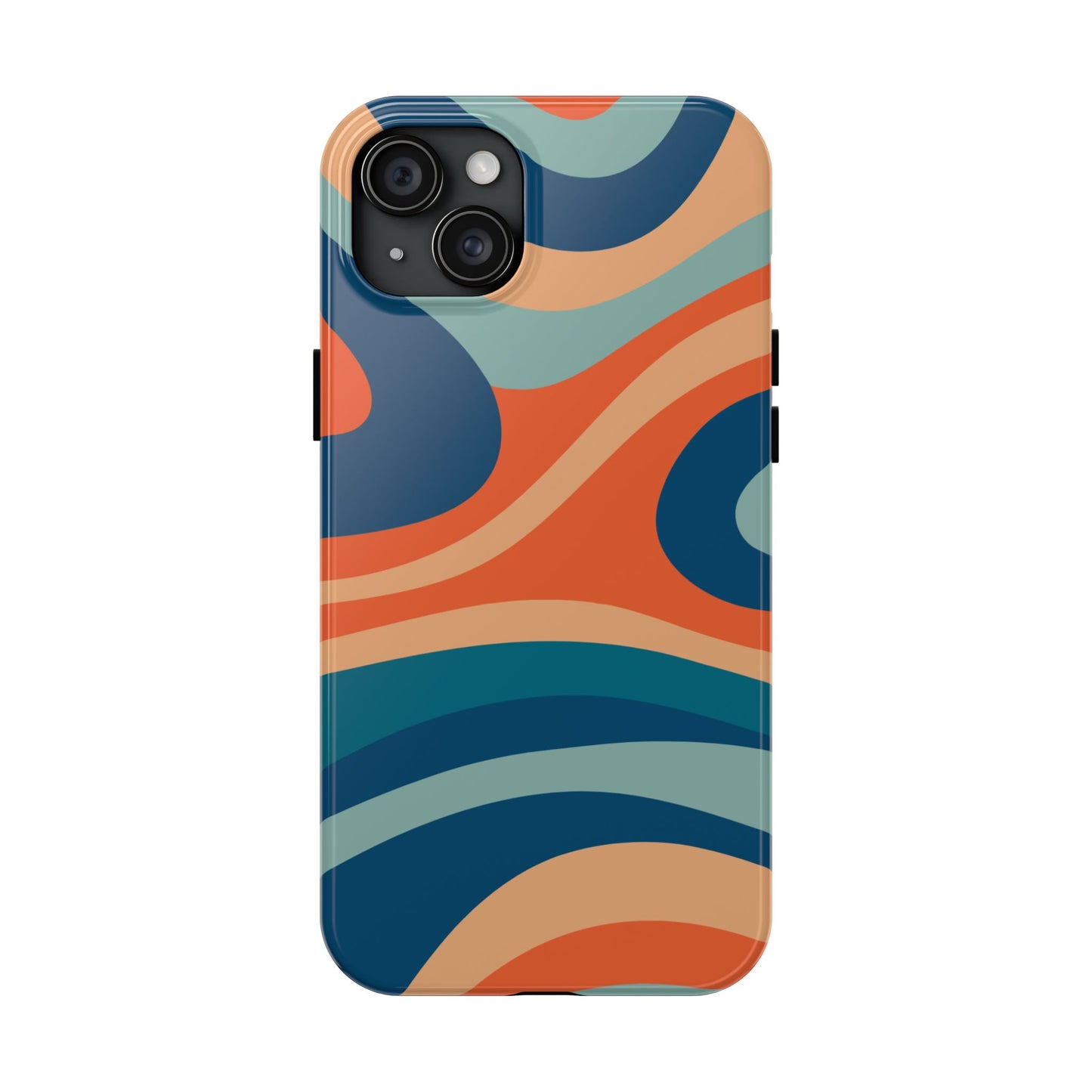 Retro Vibe Wavy Stripes iPhone Case – 70s-Inspired in Teal, Orange, and Rust