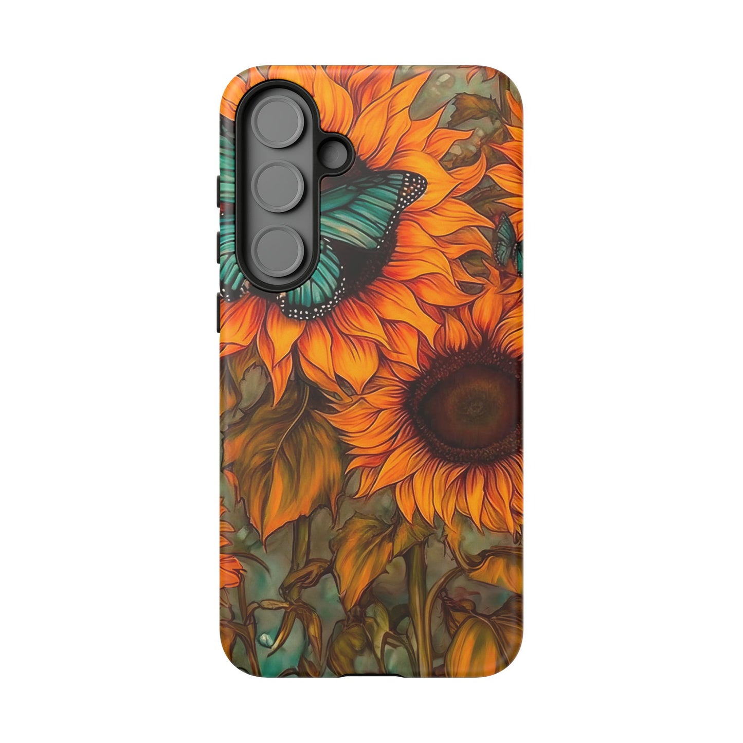 Vintage Blue Butterfly & Sunflower Art – Samsung Galaxy Case