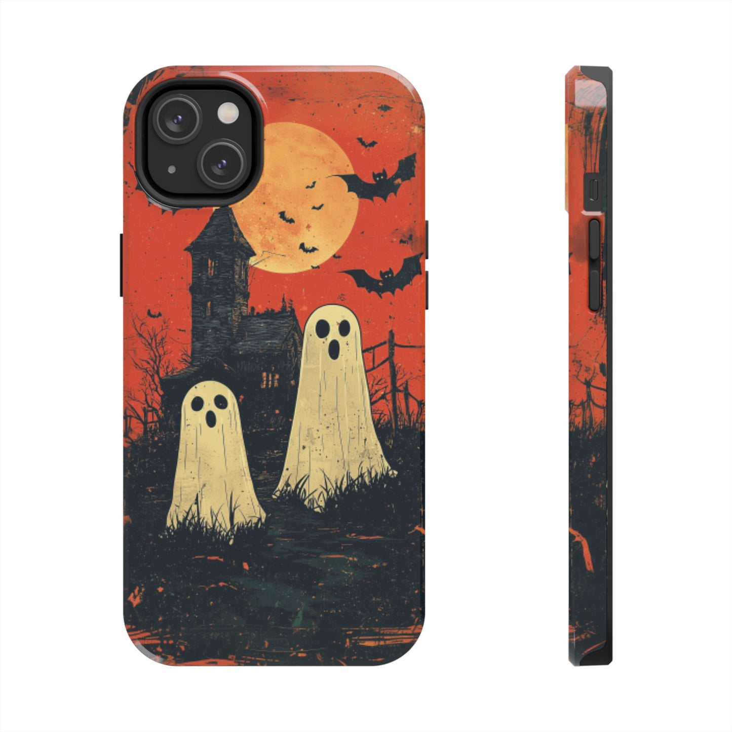 Haunted House & Ghosts iPhone Case – Spooky Halloween Full Moon Design