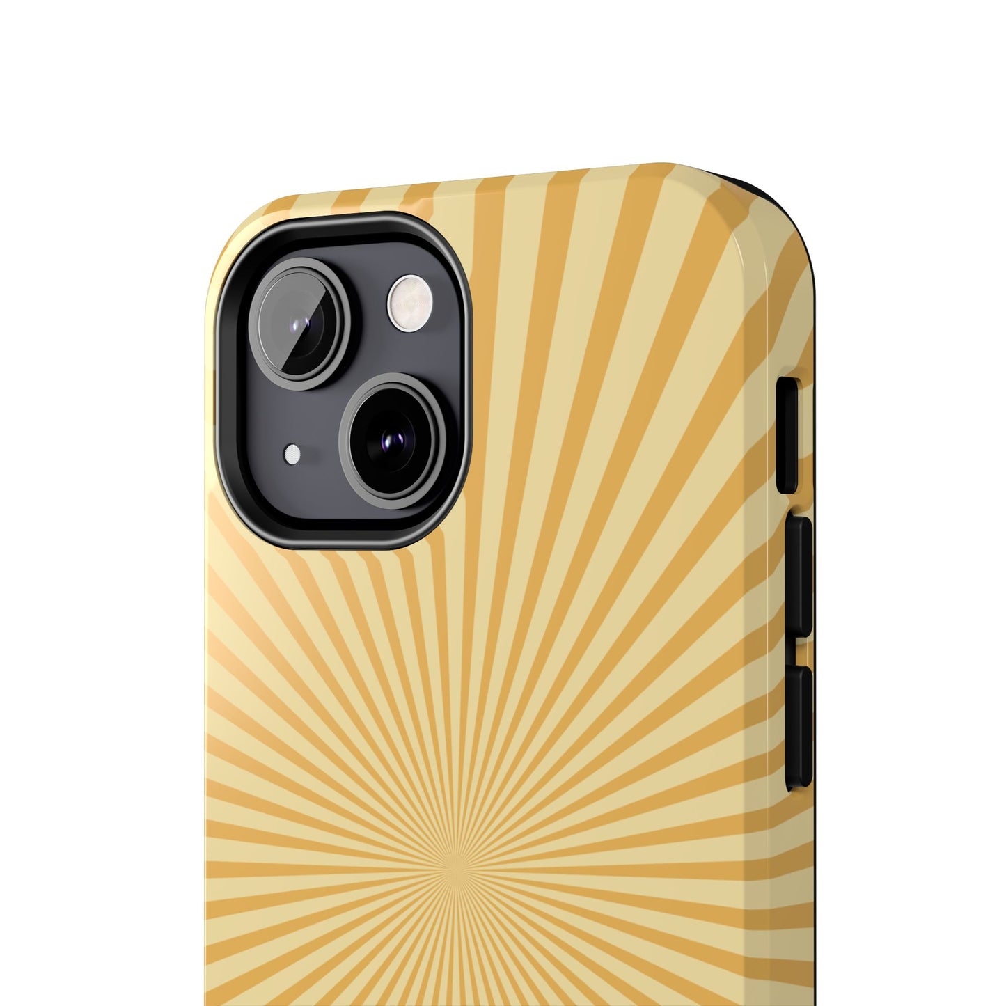 Golden Sunburst iPhone Case – Retro Radiant Design with Dual-Layer Protection