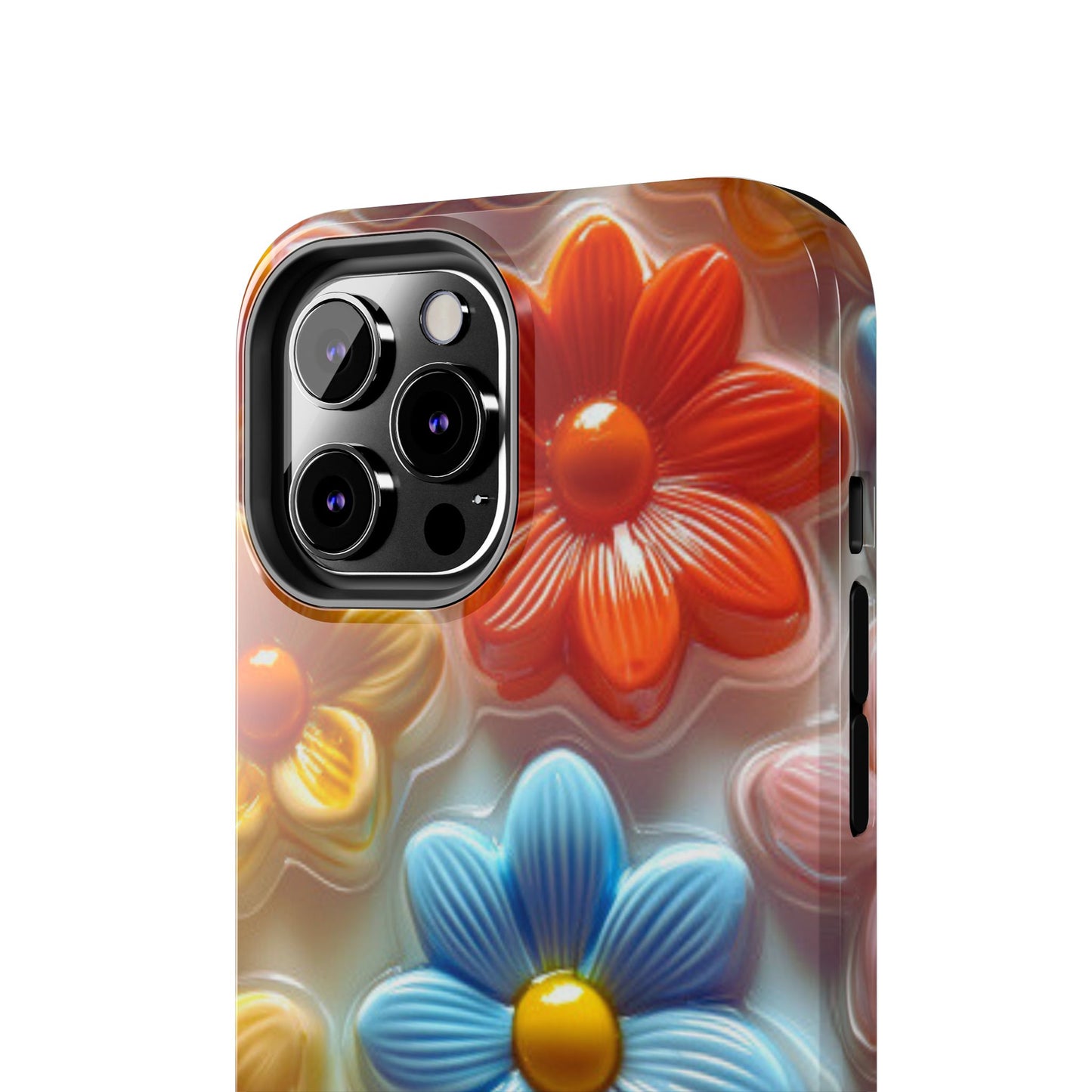 Glossy Retro Flower iPhone Case – Colorful 3D Floral Design, Durable Protection - BOGO Cases