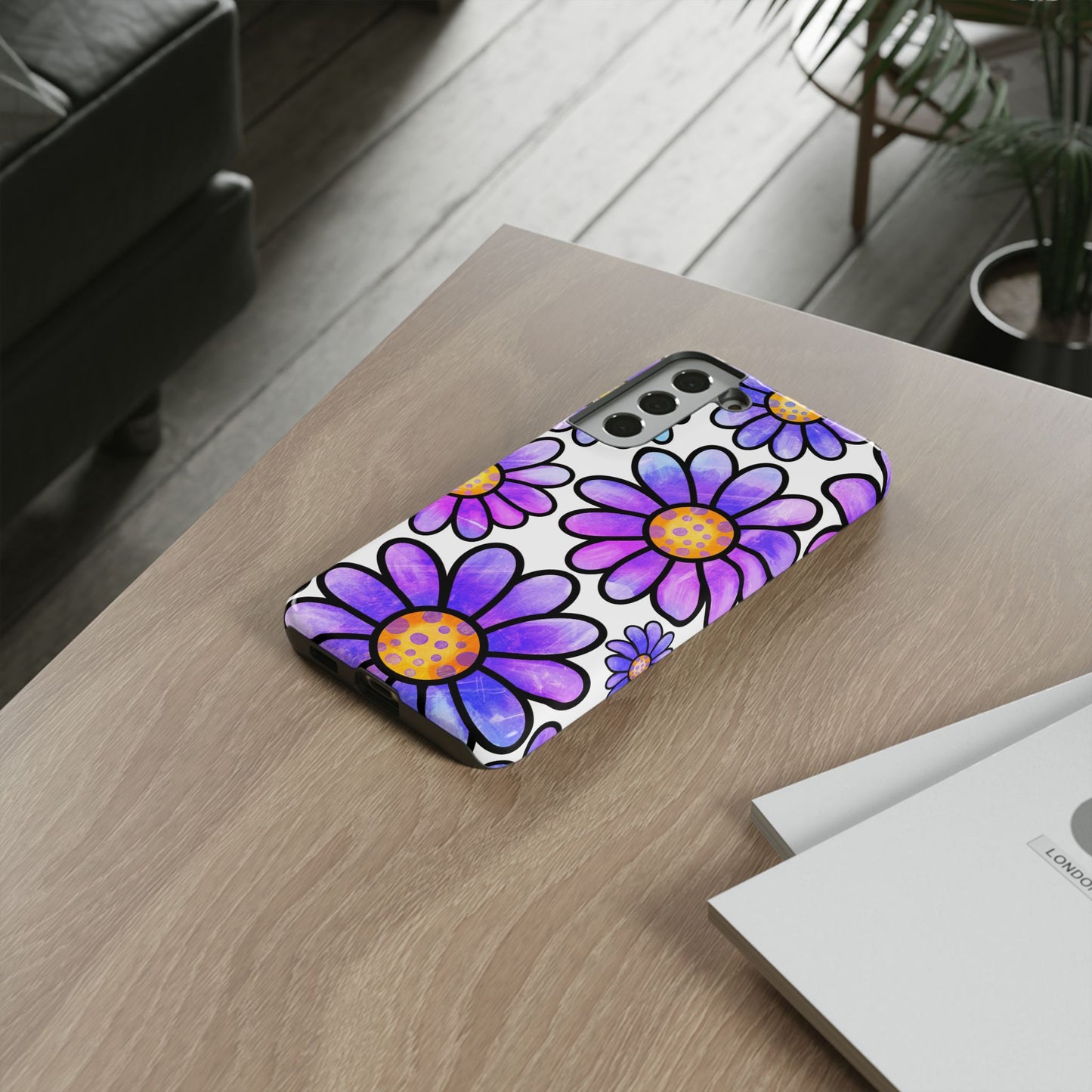 Purple Daisy Delight Samsung Galaxy Case – Slim Profile, Glossy Finish
