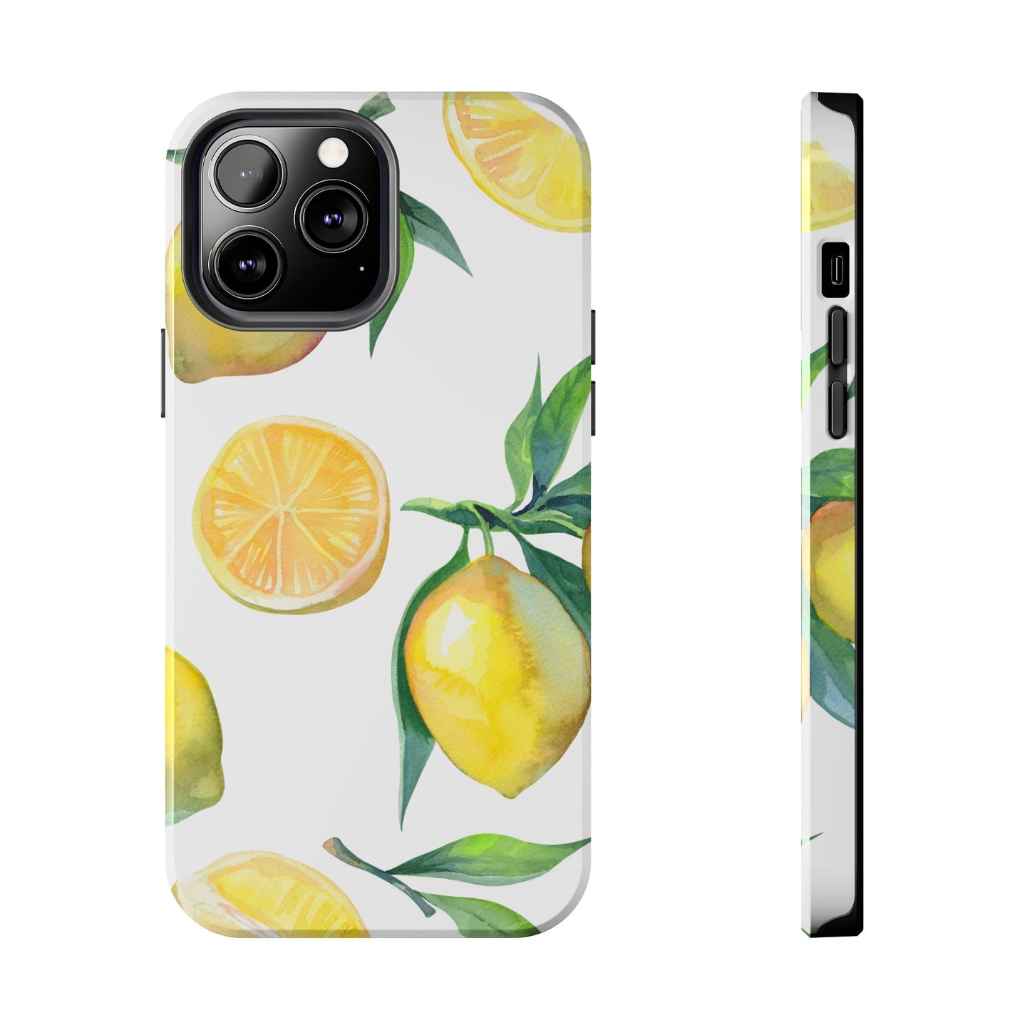 Lemon Grove Watercolor Tough iPhone Case – Fresh Citrus Design, Dual - Layer Protection - BOGO Cases