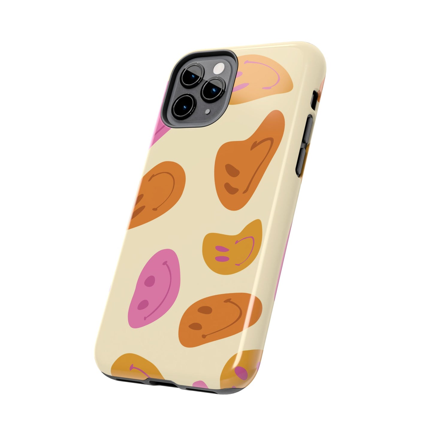 Retro Smiley Faces iPhone Case – Shockproof, Matte Finish, Dual-Layer Protection