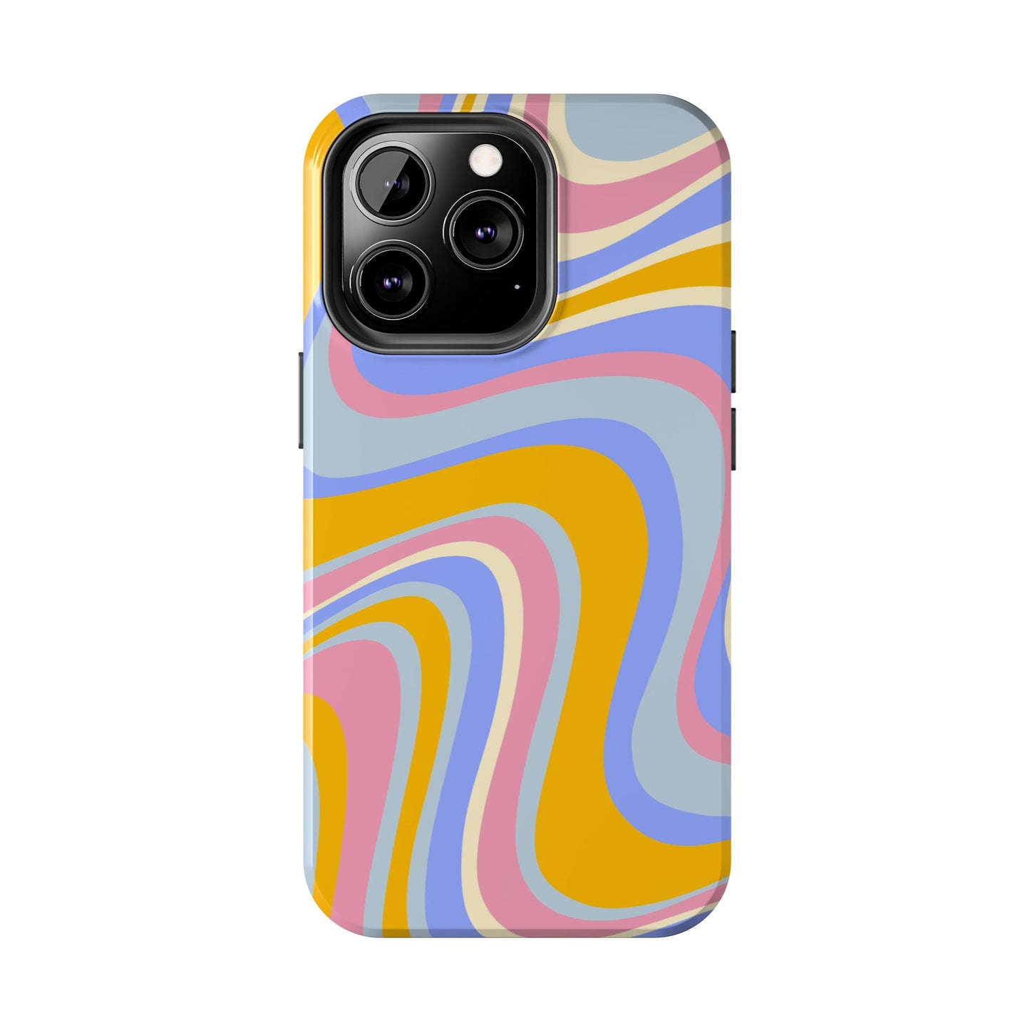 Groovy Pastel Waves iPhone Case – 70s-Inspired Design with Dual-Layer Protection