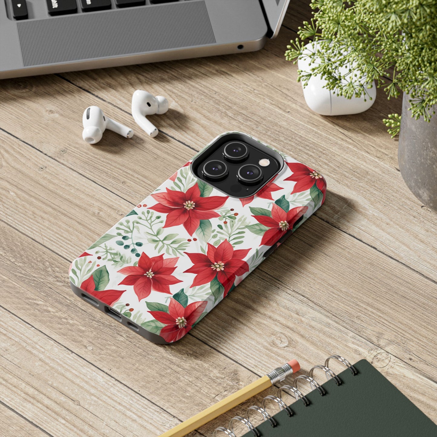 Festive Poinsettia Holiday Pattern – iPhone Series Case