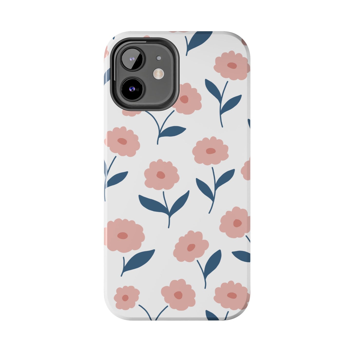 Playful Pink Floral Tough iPhone Case – Soft Pastel Design, Slim & Shockproof - BOGO Cases