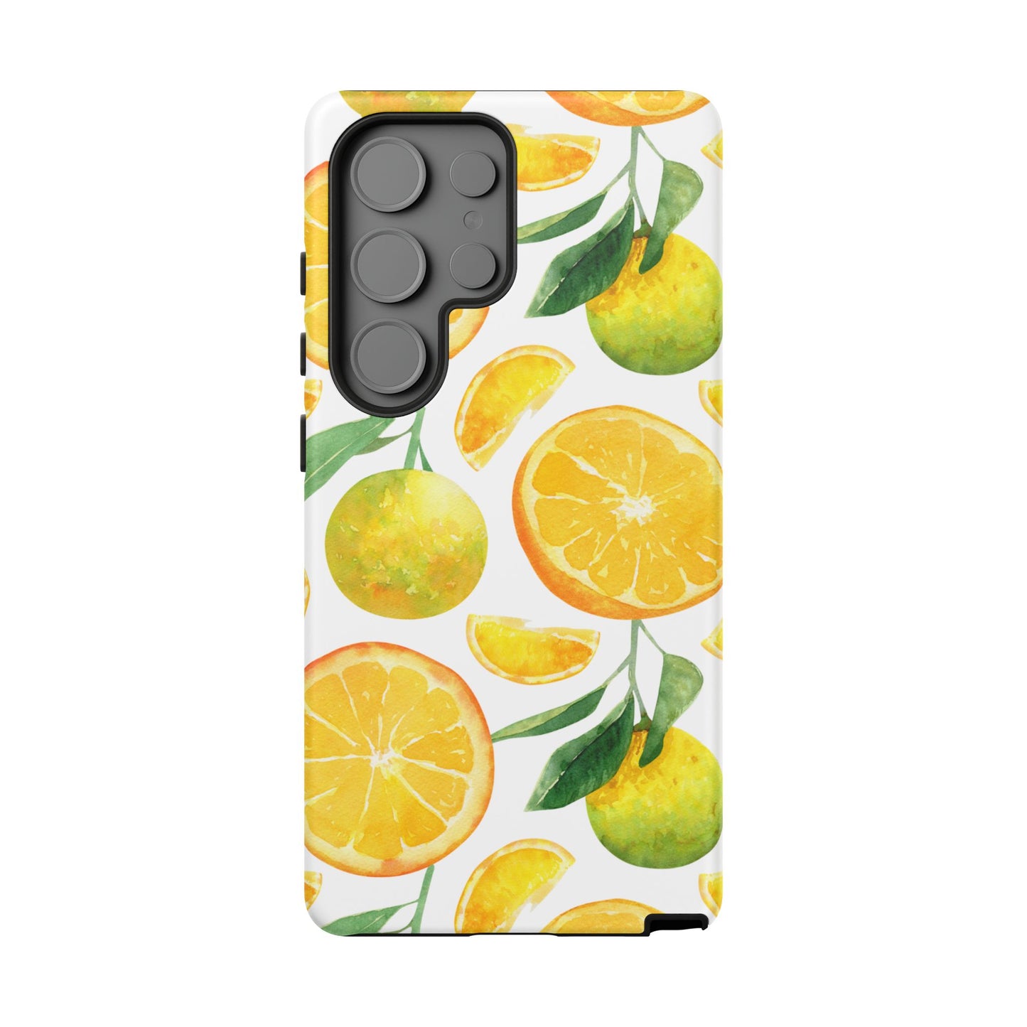 Sunny Citrus Grove Tough Samsung Galaxy Case – Watercolor Orange Design, Dual-Layer Protection