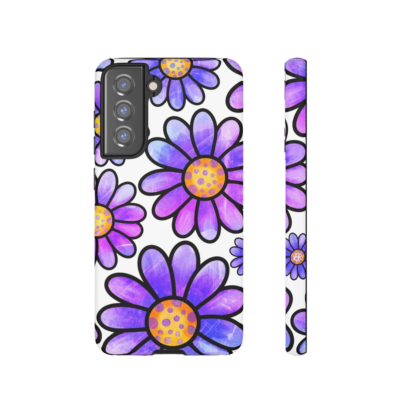 Purple Daisy Delight Samsung Galaxy Case – Slim Profile, Glossy Finish