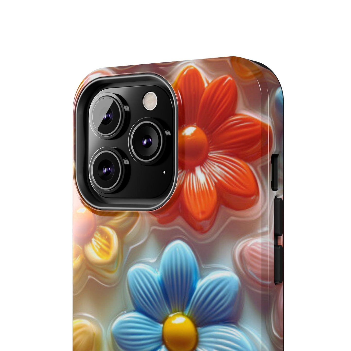 Glossy Retro Flower iPhone Case – Colorful 3D Floral Design, Durable Protection - BOGO Cases