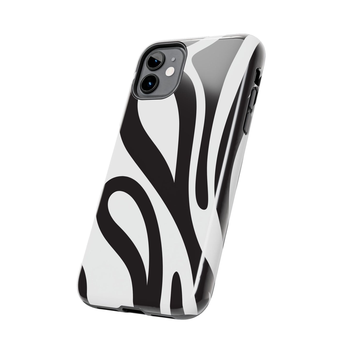Modern Black and White Abstract Tough iPhone Case – Bold Graphic Pattern with Dual-Layer Protection